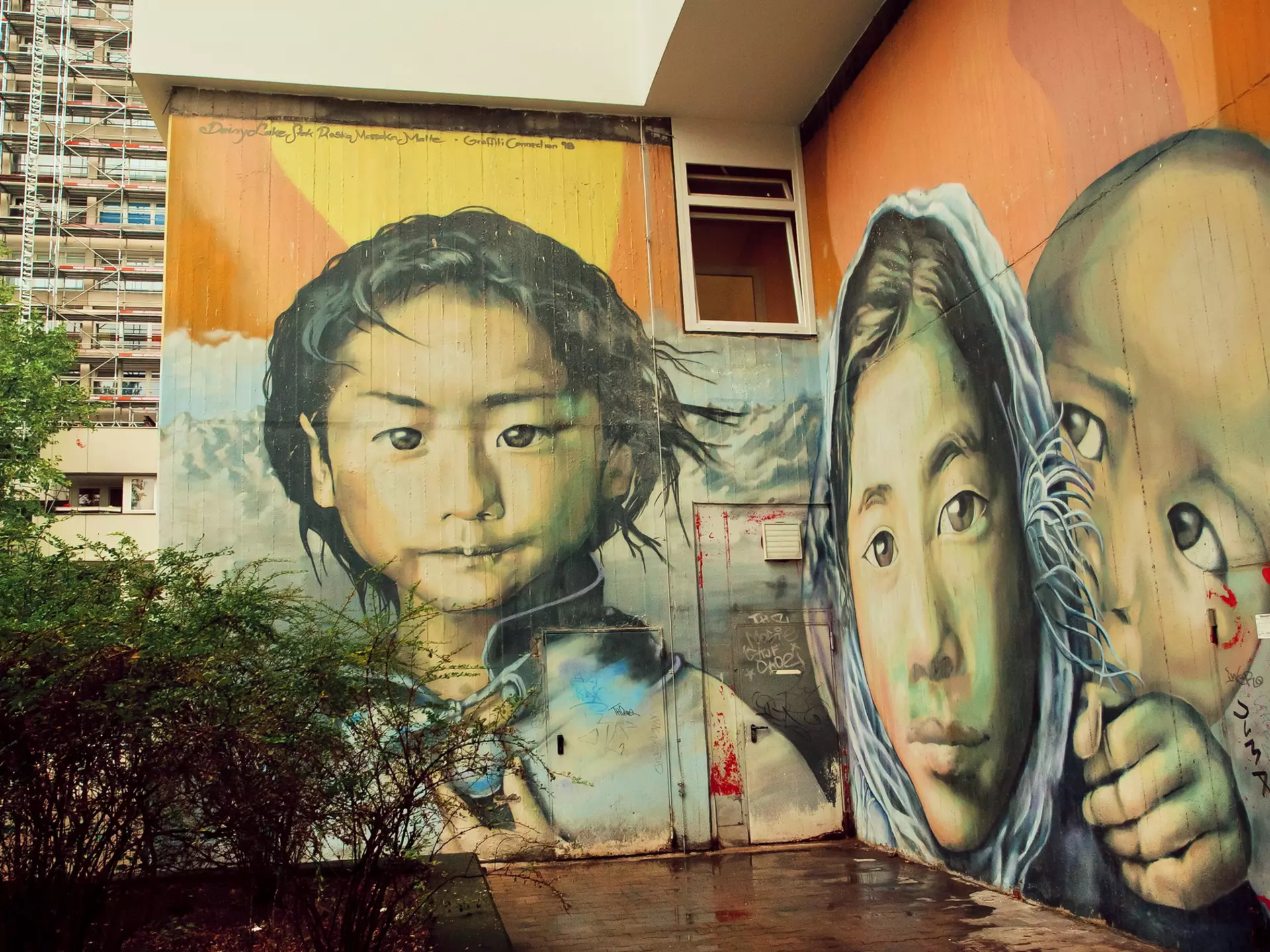 BERLIN, GERMANY - SEPT 2, 2015: Graffiti with poor girl face, child from a refugees family on Septemper 2, 2015. Urban area of Berlin comprised 4 million people, 7th most populous in EU.
art, art background, artwork, asian, baby, background, backyard, beautiful, border, building, camp, child, city, concept, contemporary, creativity, crisis, design, face, family, girl, grunge, helpless, homeless, hopeful, house, idea, immigrant, immigration, india, junk, kids, migrant, migration, modern, orphan, paint, person, poor, poorness, problem, refugee, spray, street, texture, tibet, urban, wall, war, woman