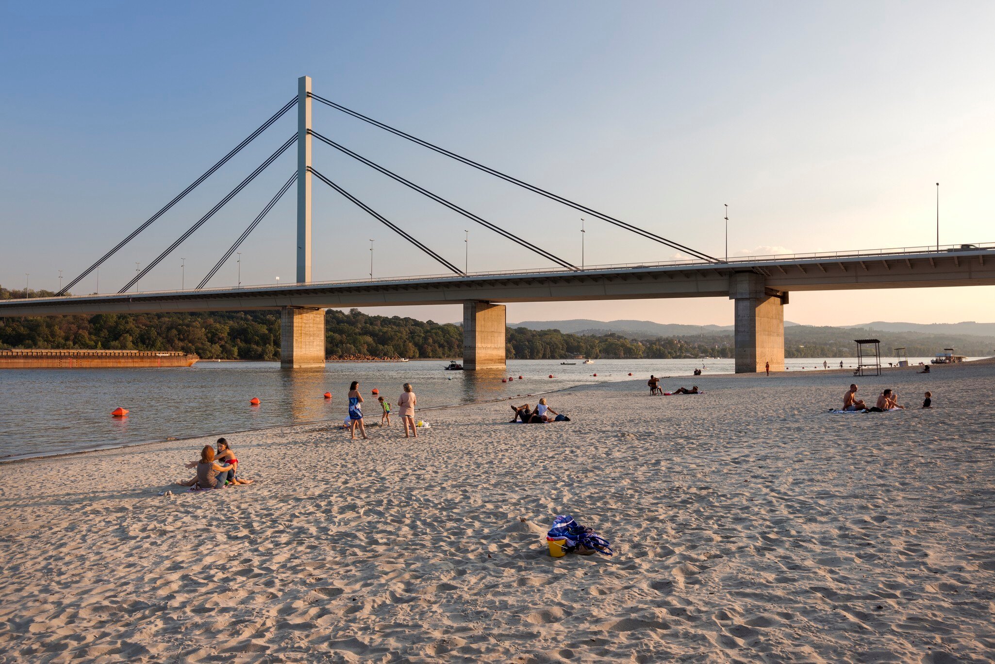 People on City Beach (Strand) on the Danube