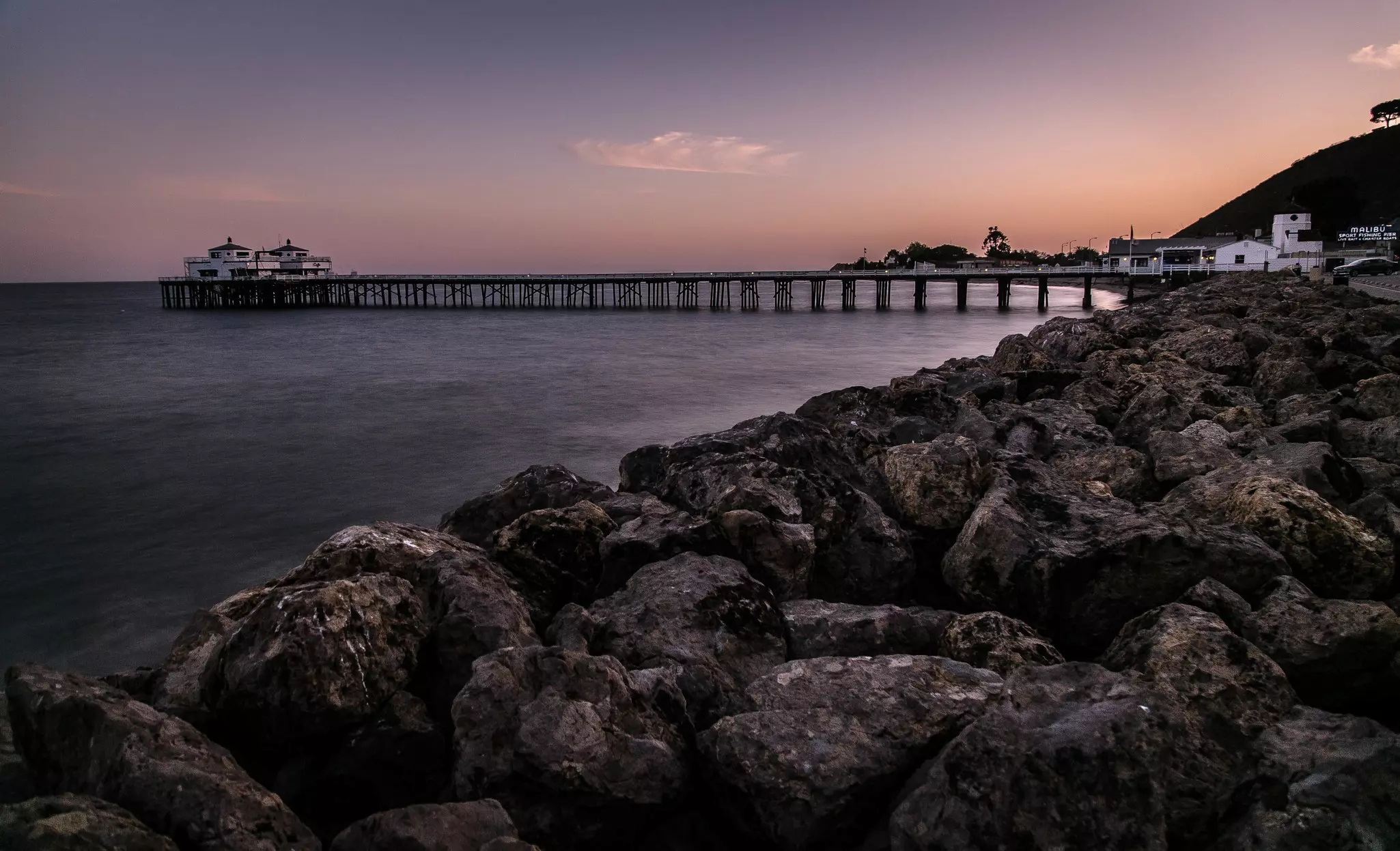Just after dusk at Surfrider Beach, Malibu, California. 