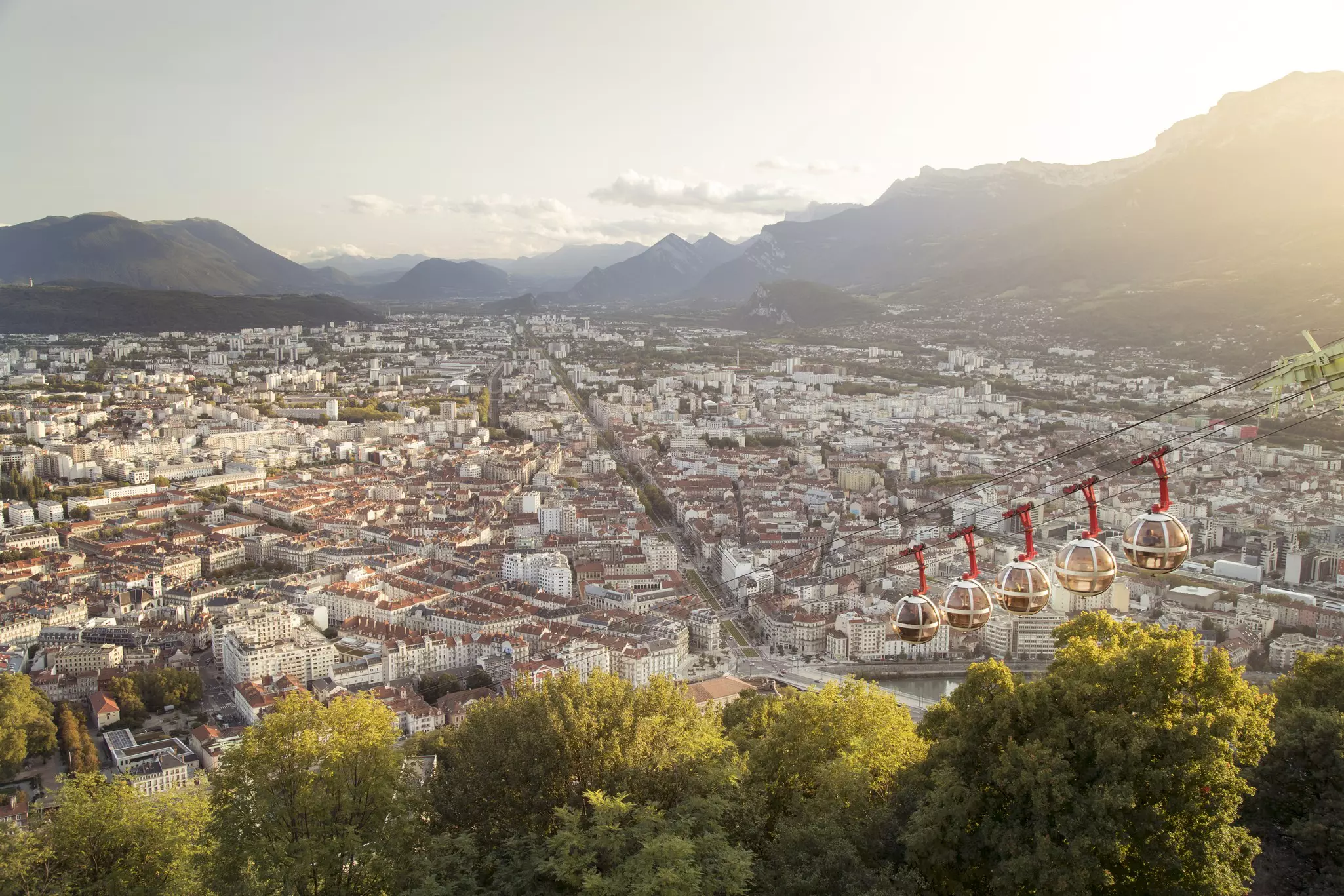 The cable car to the top of the Bastille of Grenoble sends its gondolas up in groups of five. Philip Lee Harvey / Lonely Planet