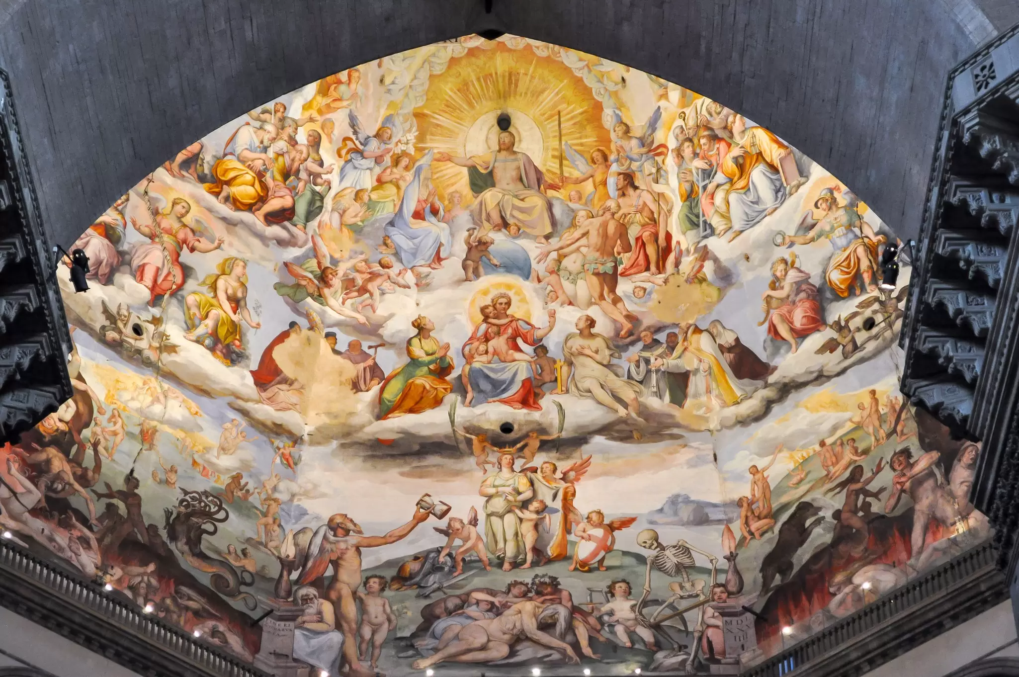 Giorgio Vasari’s and Federico Zuccari’s 'Giudizio Universale' (Last Judgement) in the Santa Maria del Fiore Cathedral (Duomo) in Florence, Italy.