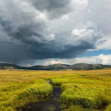 Storm over grasslands in Valles Caldera National Preserve, New Mexico
