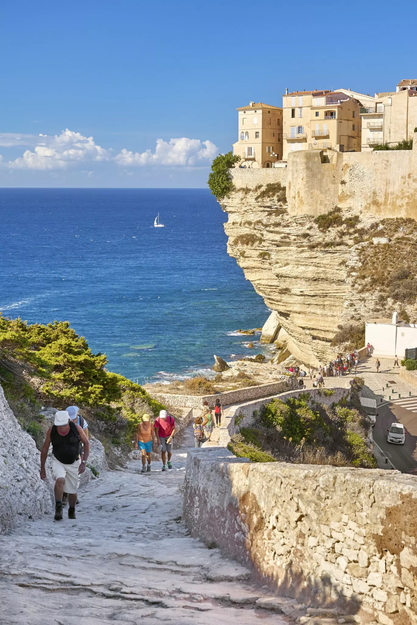 The town of Bonifacio situated on a limestone cliff, South Coast of Corsica