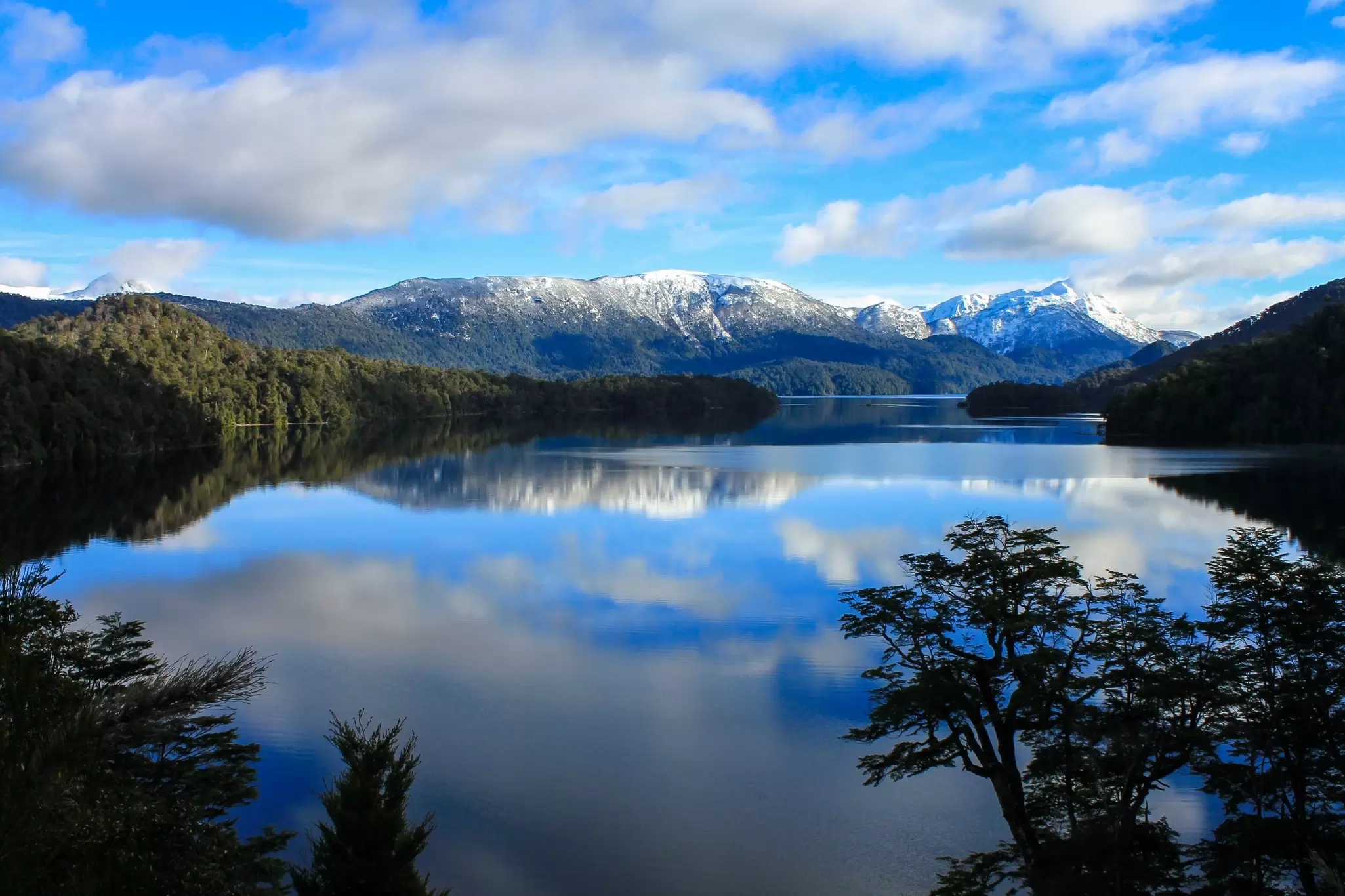View of Lago Espejo along the Ruta de los Siete Lagos in Argentina.