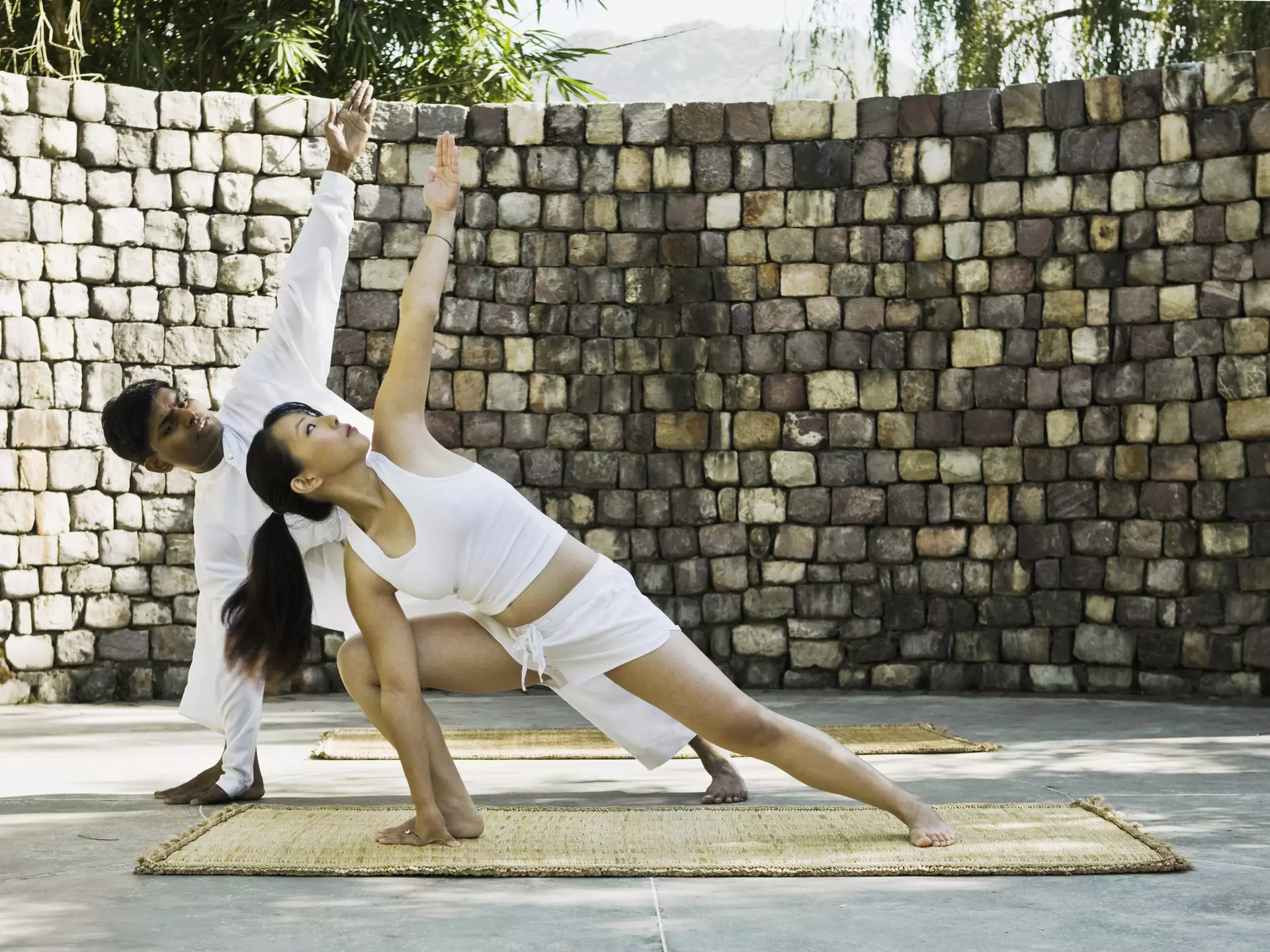 A private morning yoga lesson at the resort amphitheater, Ananda in the Himalayas, Narendra Nagar, Uttarakhand, India © Matthew Wakern / Getty Images