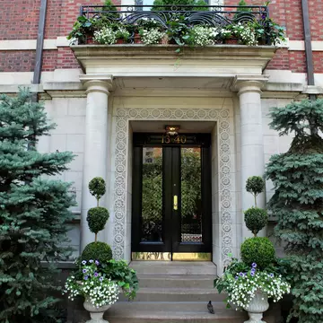 CHICAGO - JULY 21:  Front door of the original Playboy Mansion in Chicago's Gold Coast, in Chicago, Illinois on JULY 21, 2013.  (Photo By Raymond Boyd/Getty Images)...