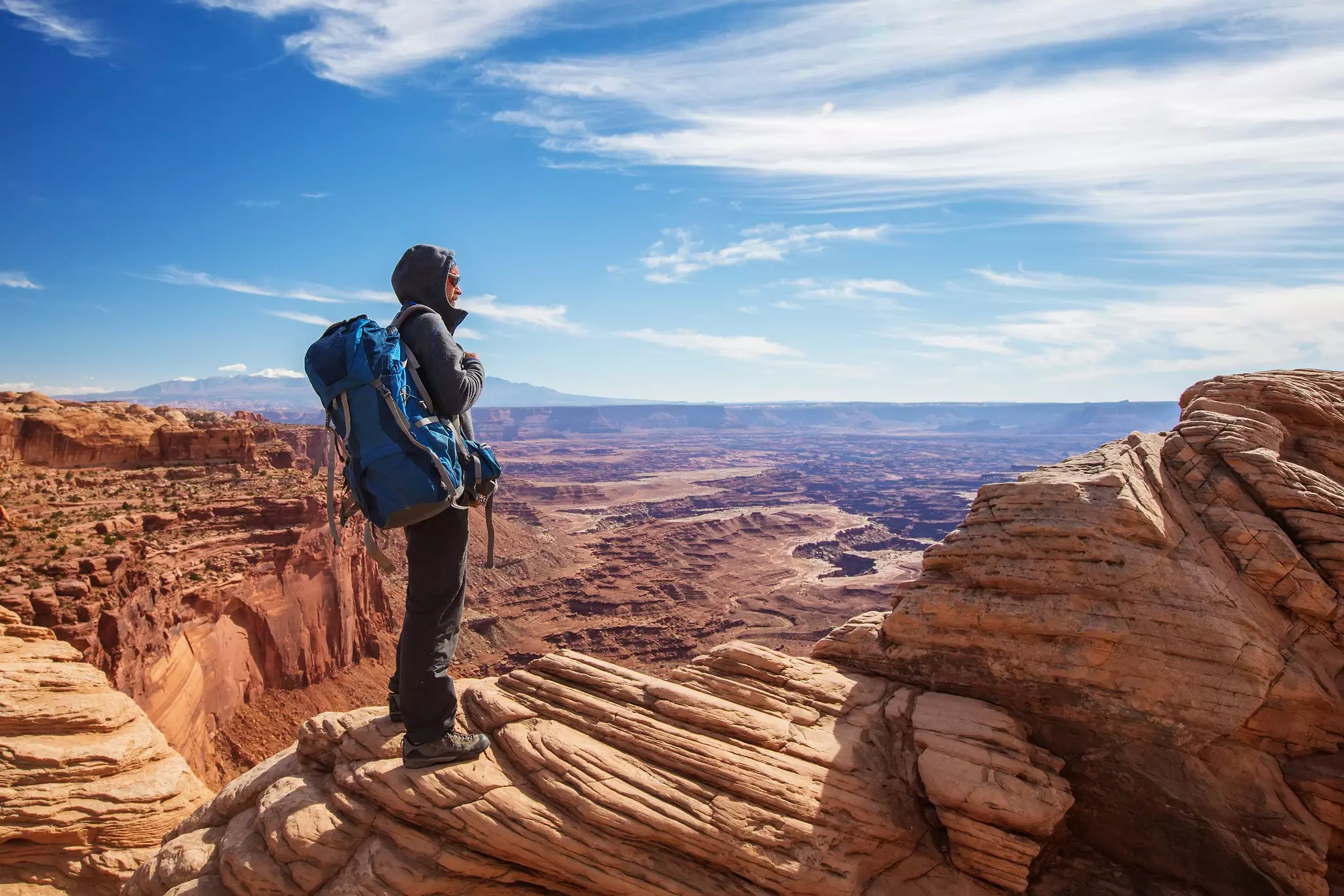 Hiker in Canyonlands National park in Utah, USA