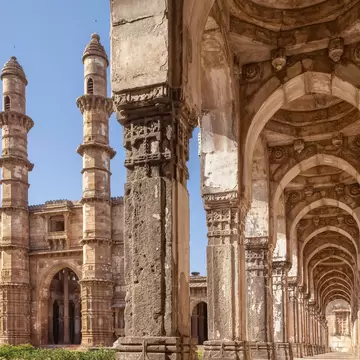 A View Of Jama Masjid entry gate in Champaner-Pavagadh Archaeological Park, Gujarat, India.