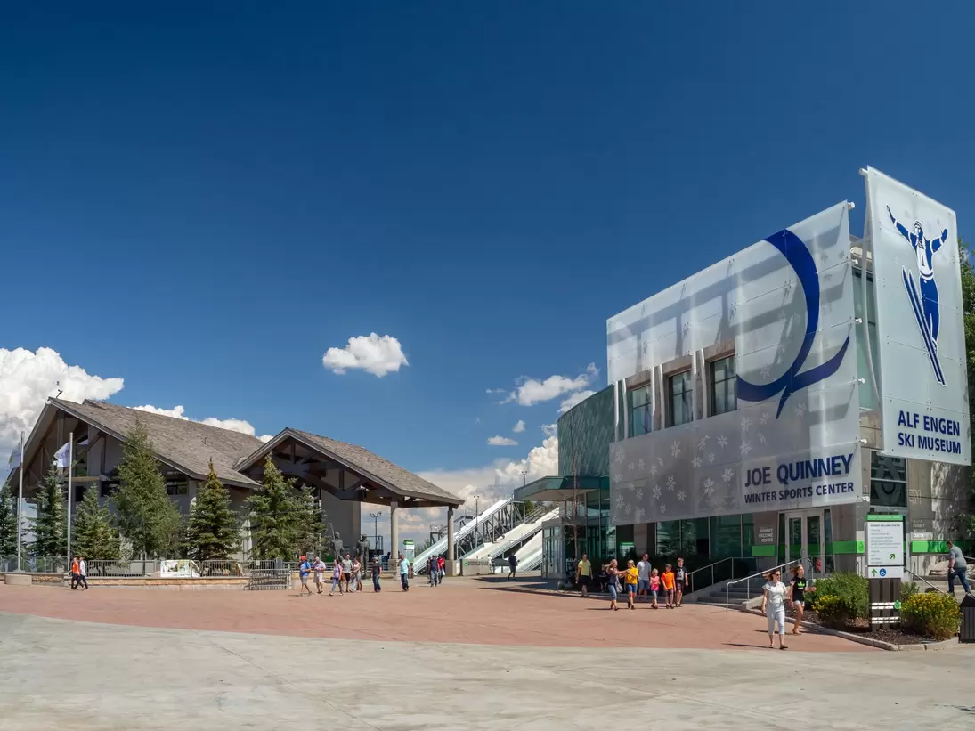 People walking near museums at Utah Olympic Park