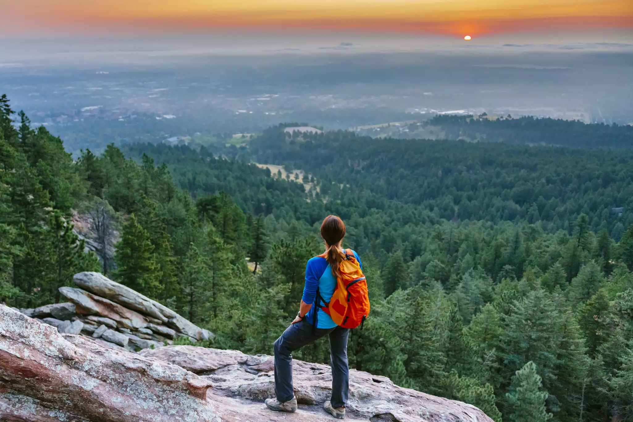 A woman hiking above Boulder, Colorado