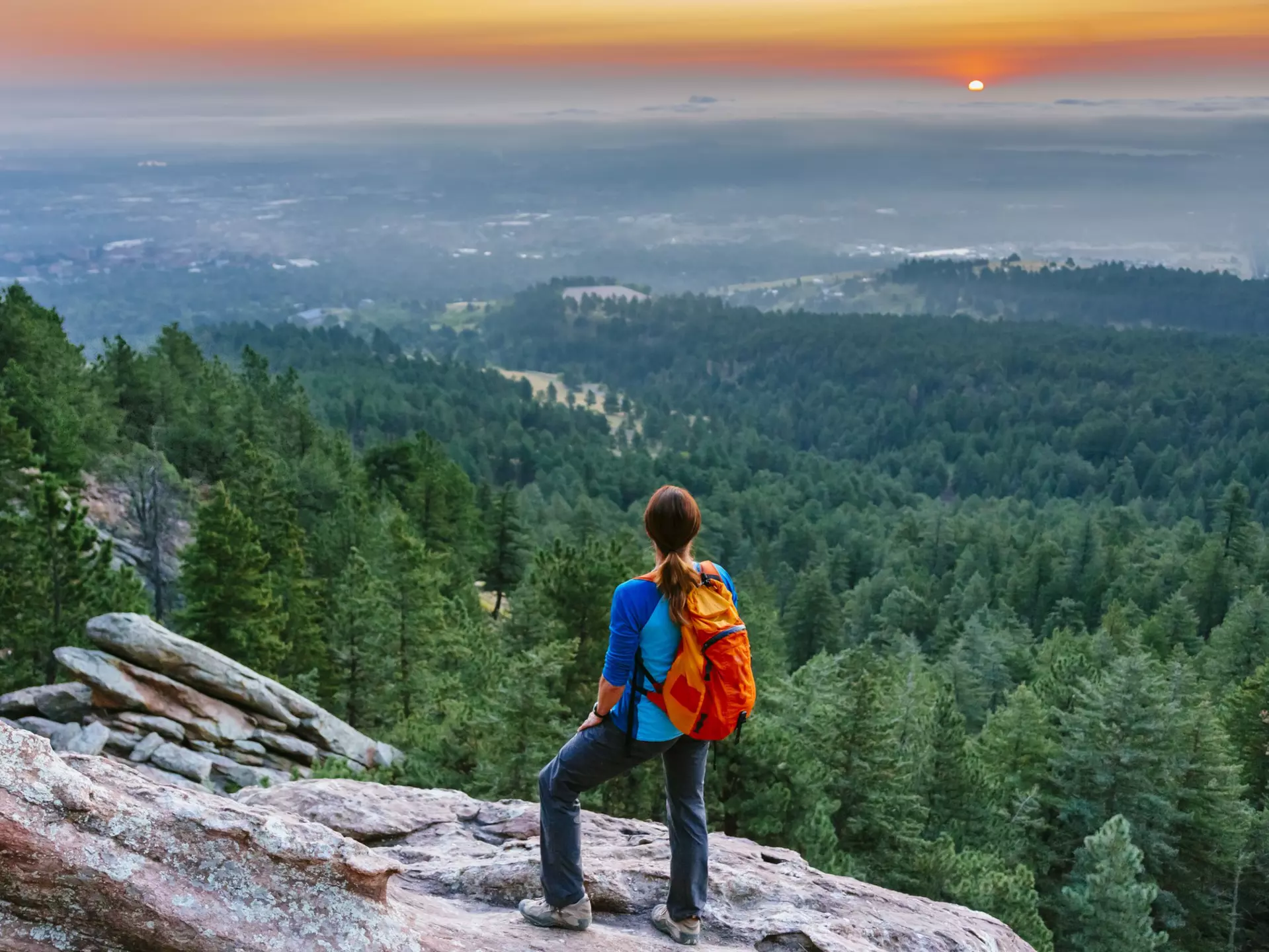 A woman hiking above Boulder, Colorado