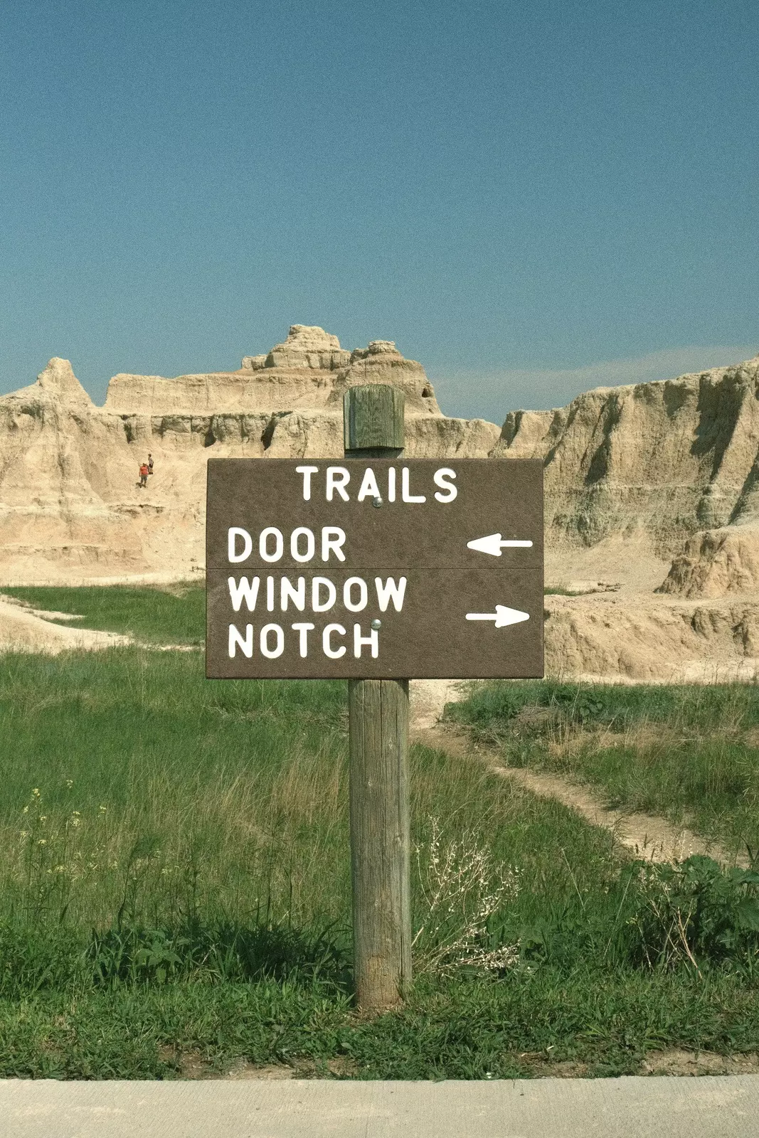 A trailhead in Badlands National Park. 