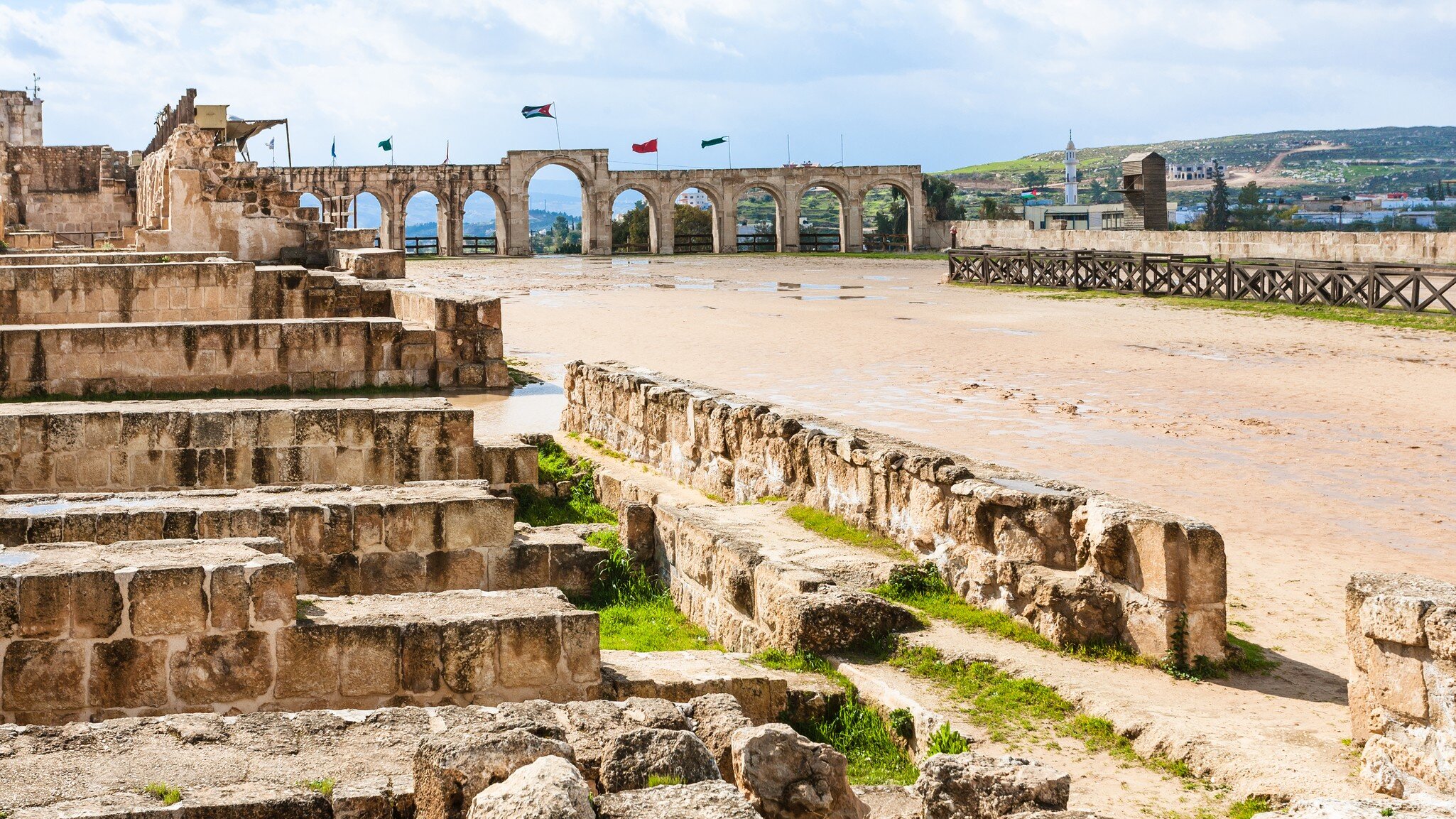 Travel to Middle East country Kingdom of Jordan - arena of circus hippodrome in Jerash (ancient Gerasa) town; Shutterstock ID 615176744;