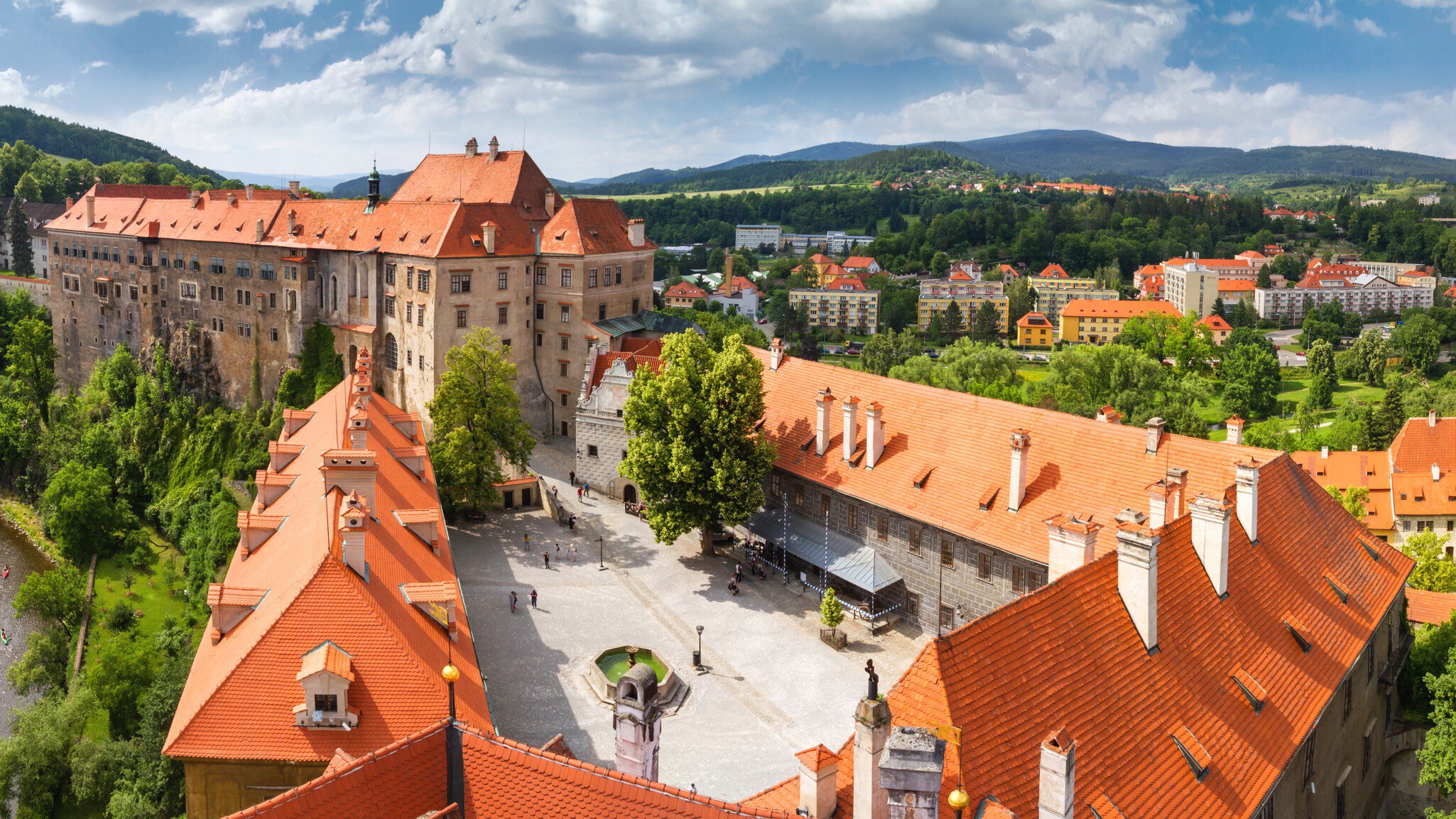 City landscape, panorama - view of the courtyard Cesky Krumlov Castle in summer time, Czech Republic
1337615835
cesky, republic, view, building, landscape, european, landmark, clouds, famous, urban, historic, culture, historical, court, unesco, beautiful, exterior, yard, traditional, rapids, krumlov, panorama, heritage
CLEARED FOR DIGITAL USE ONLY -