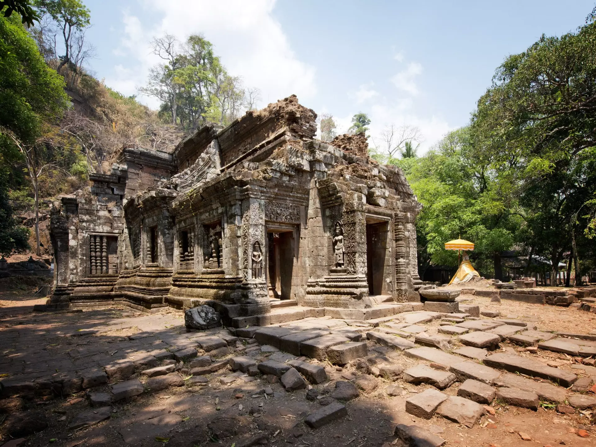 Ruins of Wat Phou (Vat Phu), former Khmer Hindu temple complex, are among the sites open to visitors ©Paul Biris/Getty Images