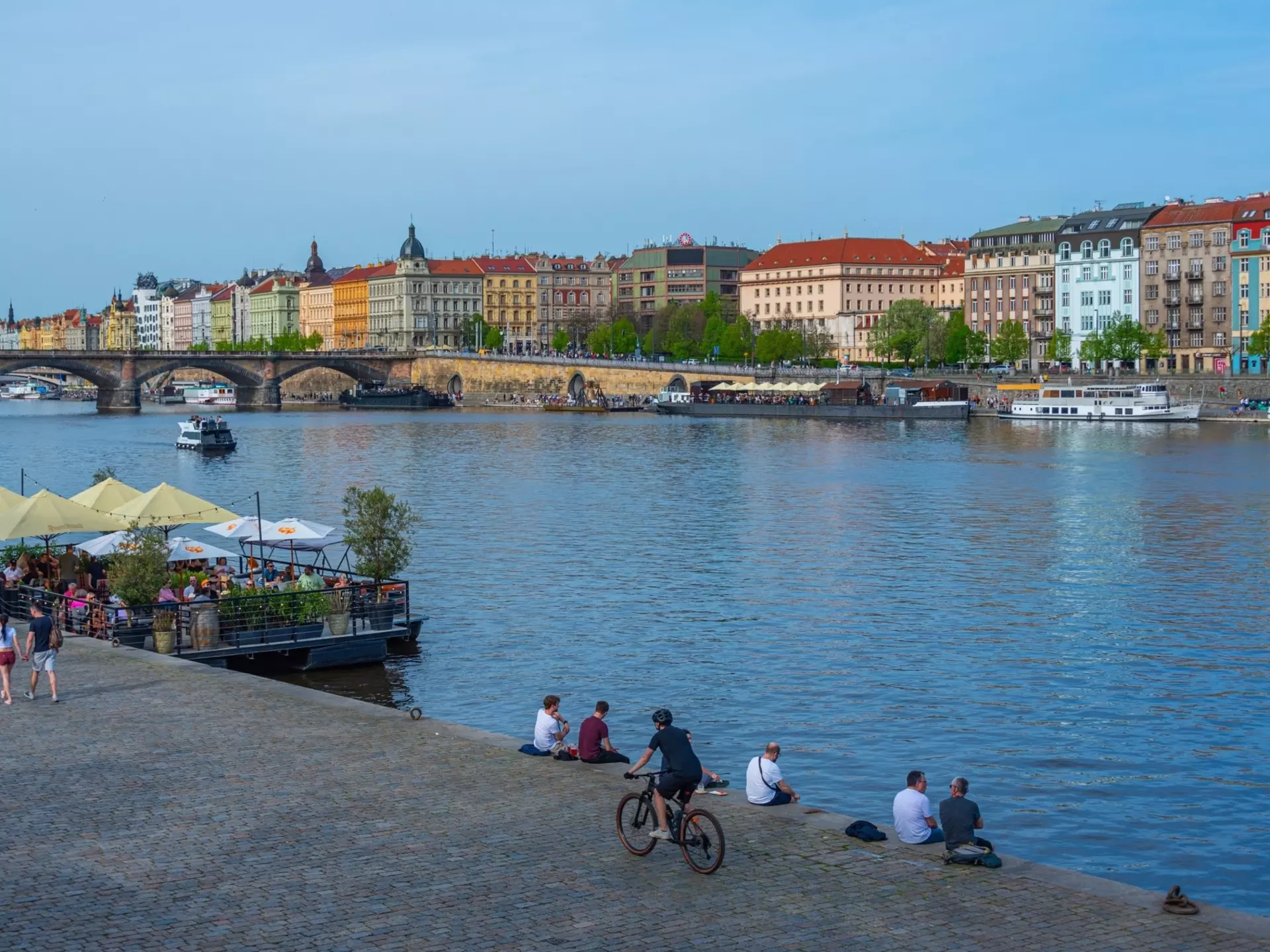 Prague, Czech republic, April 7, 2024: Palacky bridge over Vltava river in Prague, Czech republic.IMAGE, License Type: media, Download Time: 2026-06-08T10:23:03.000Z, User: esterpyykko45, Editorial: true, purchase_order: 65050 - Digital Destinations and Articles, job: Lonely Planet, client: app content, other: Ester Pyykko