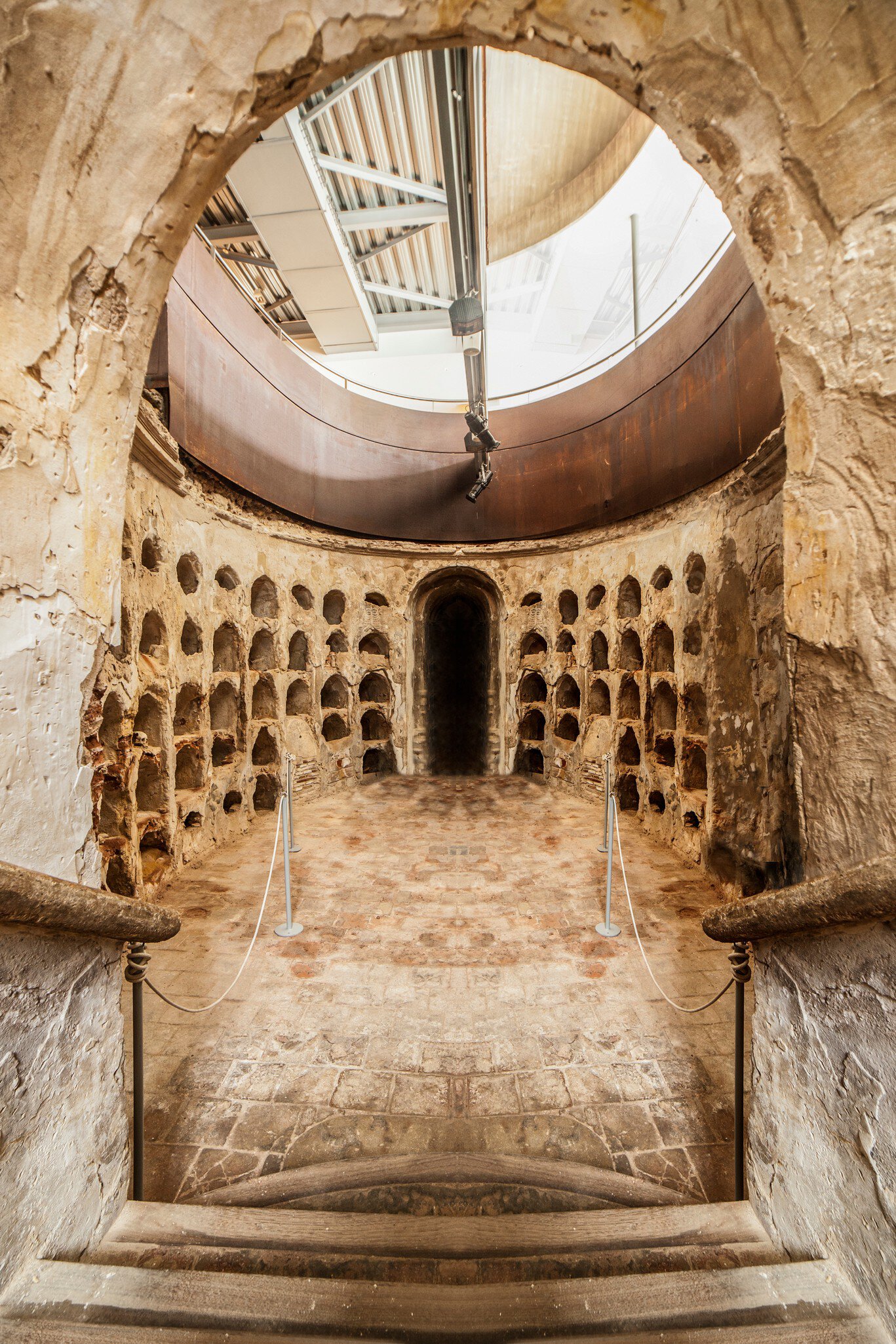 View of a funerary crypt at the Centro de Interpretación de la Muralla Púnica in Cartagena, Spain