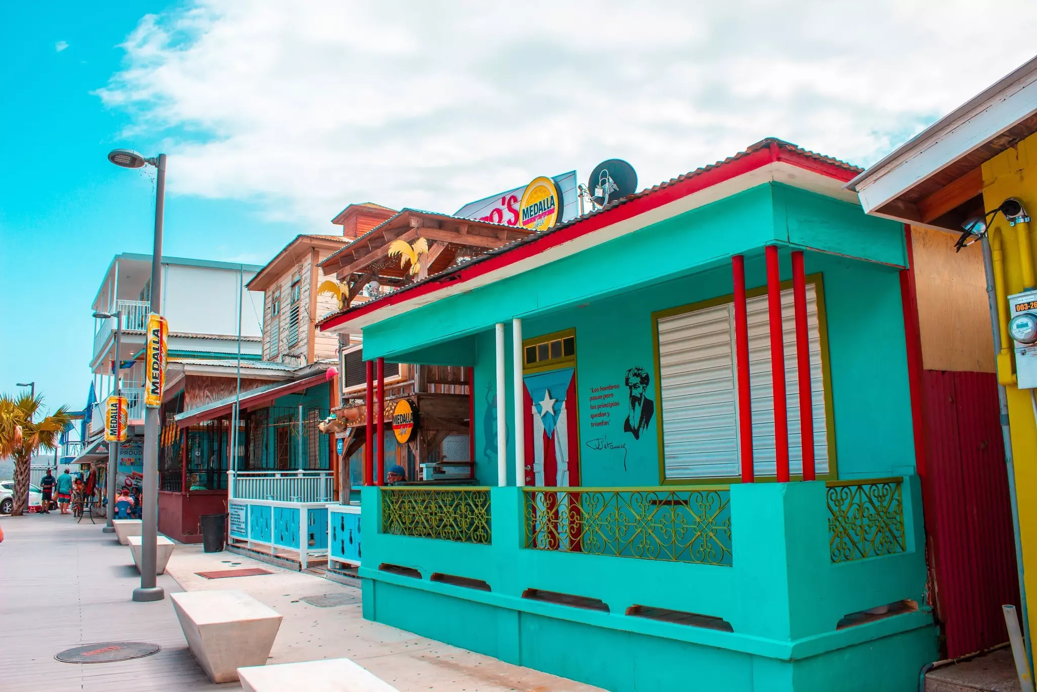 A beautiful shot of colorful shops and houses in Boqueron, Puerto Rico