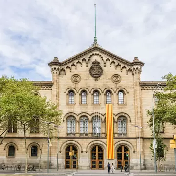 Exterior view of the University of Barcelona (Universitat de Barcelona) building in Barcelona, Spain.