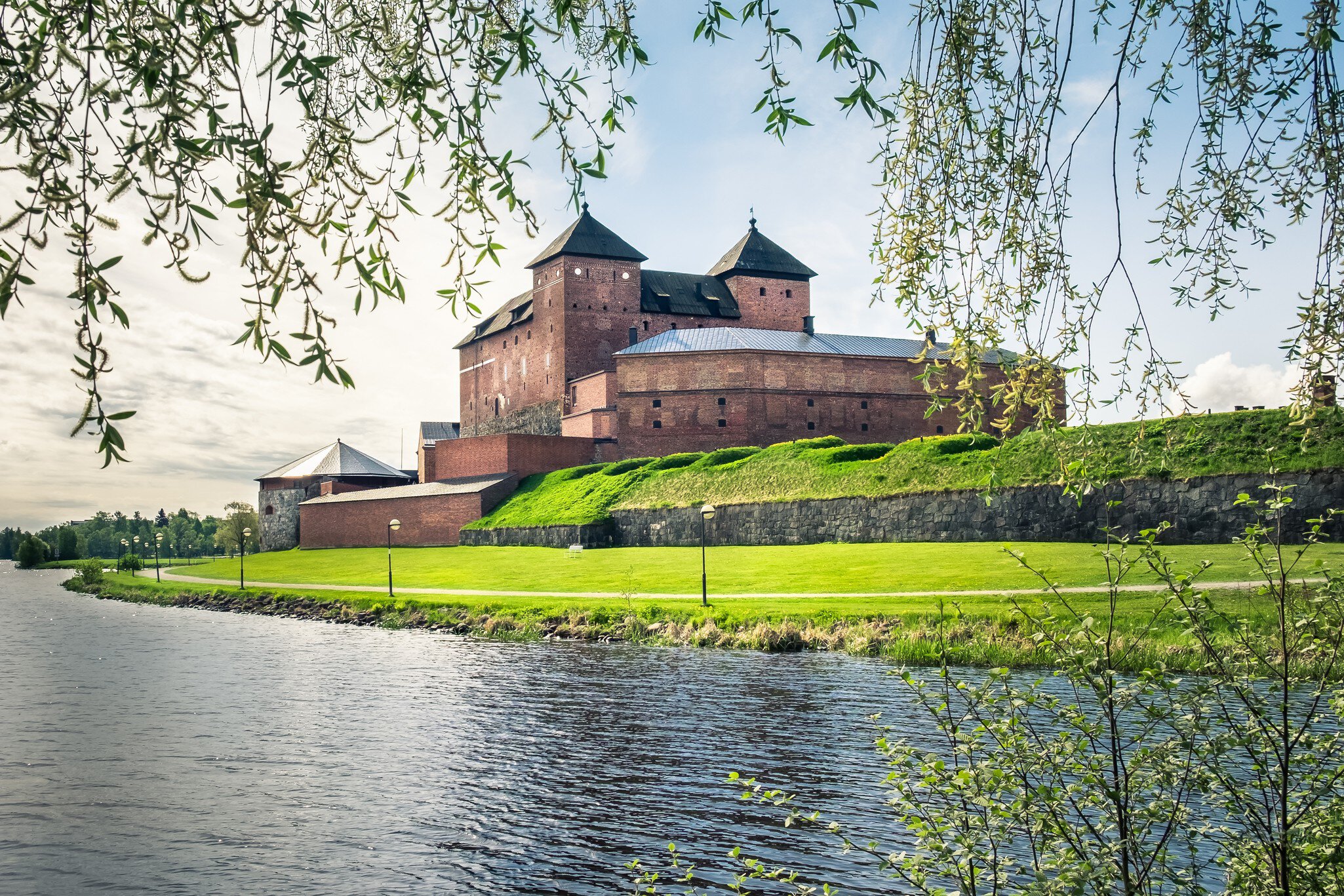 Hameenlinna, Finland - May 21, 2016: Medieval Hame castle in the city of Hameenlinna, Finland at spring