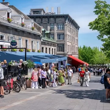 Montreal, Quebec - May 24, 2024: Beautiful buildings in Place Jacques Cartier in Old Montreal., License Type: media, Download Time: 2026-09-15T15:27:37.000Z, User: LP_NZhan, Editorial: true, purchase_order: 65050 - Digital Destinations and Articles, job: App Content, client: Lonely Planet App, other: Nadine Zhan 