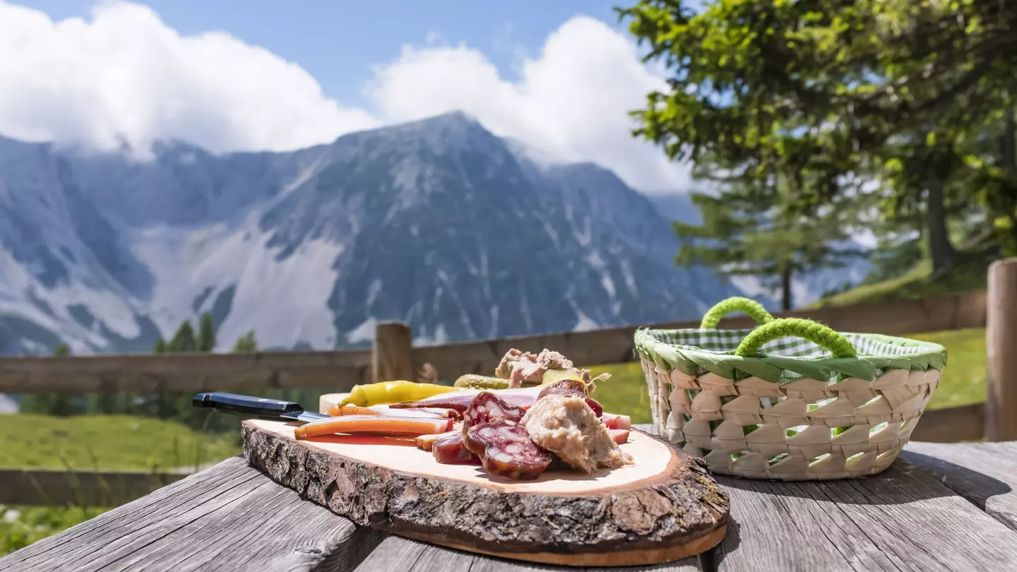 A Slovenian osmize board of meats and cheeses