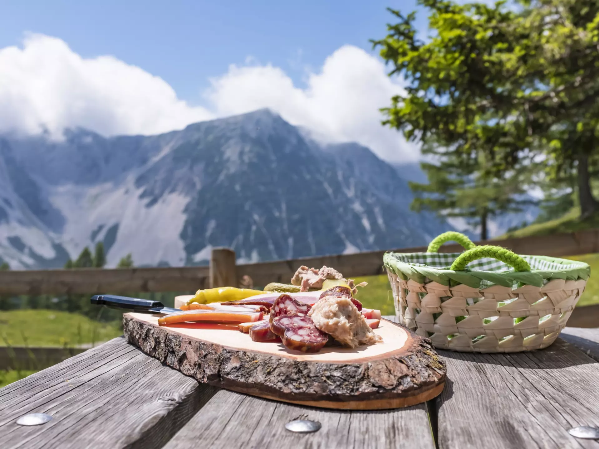 A Slovenian osmize board of meats and cheeses