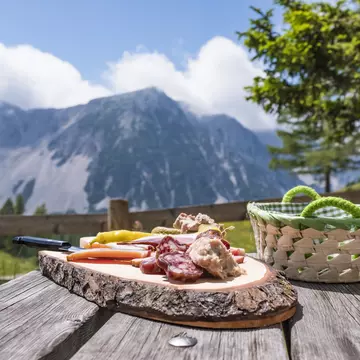 A Slovenian osmize board of meats and cheeses