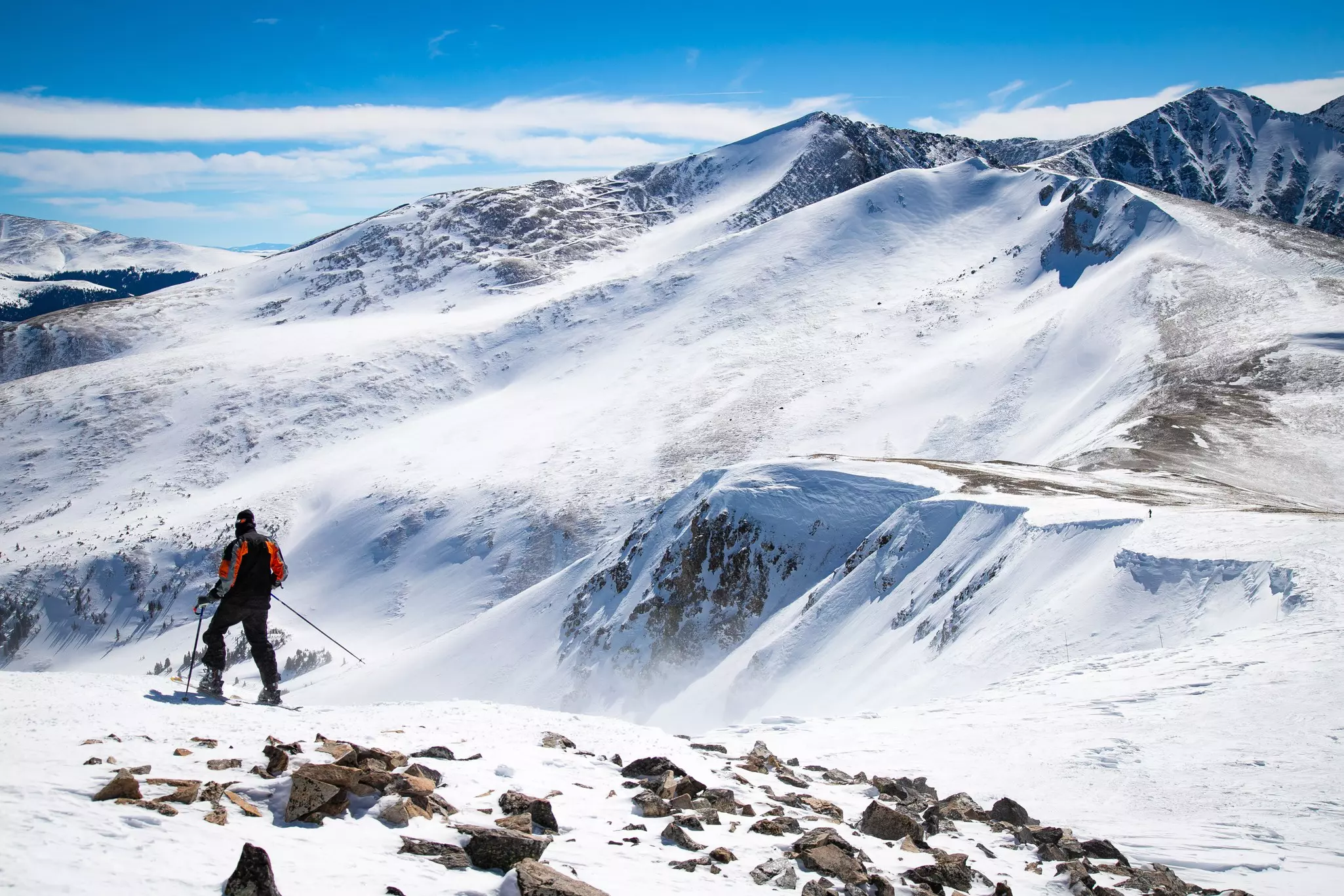 The Breckenridge Mountain with Skier on Peak8.