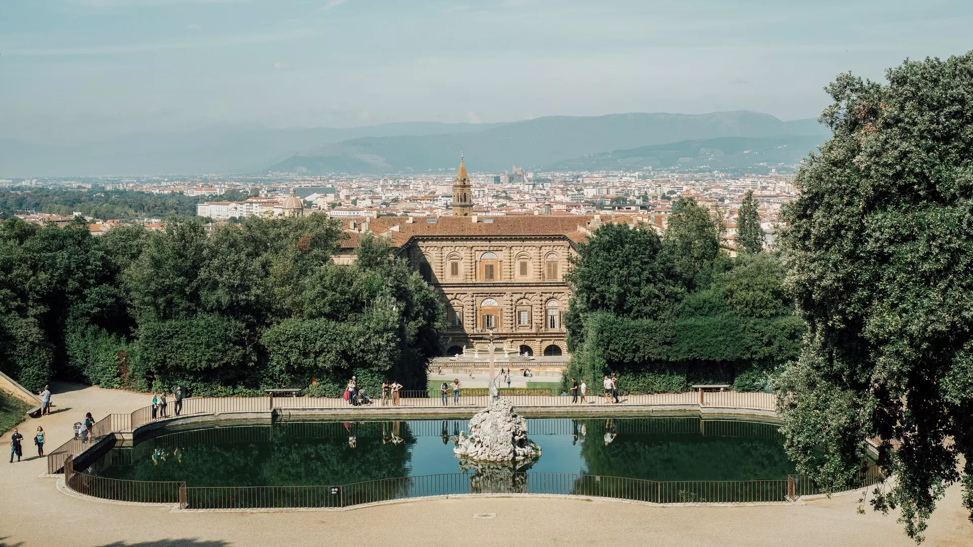 Florence, Italy - 12 October 2022: Boboli Gardens from Palazzo Pitti, Florence