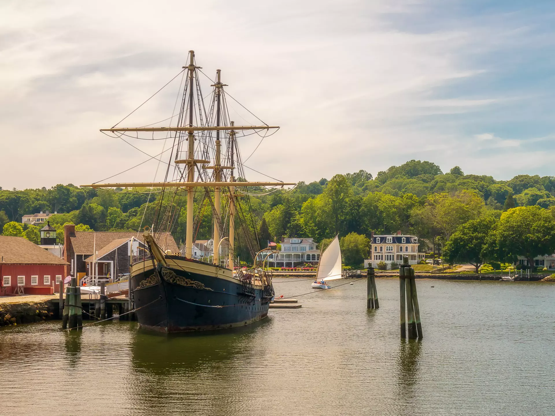 One of the historic ships docked at Mystic Seaport Museum. Faina Gurevich/Shutterstock