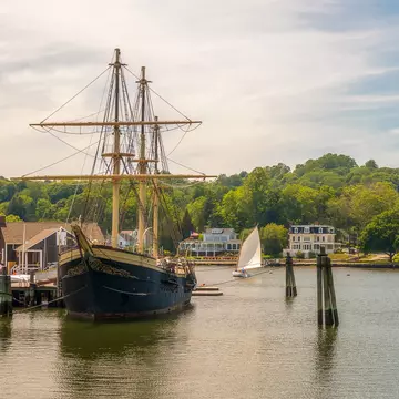 One of the historic ships docked at Mystic Seaport Museum. Faina Gurevich/Shutterstock