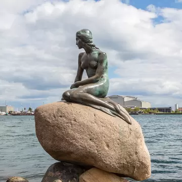 Monument of the Little Mermaid in Copenhagen, Denmark.
