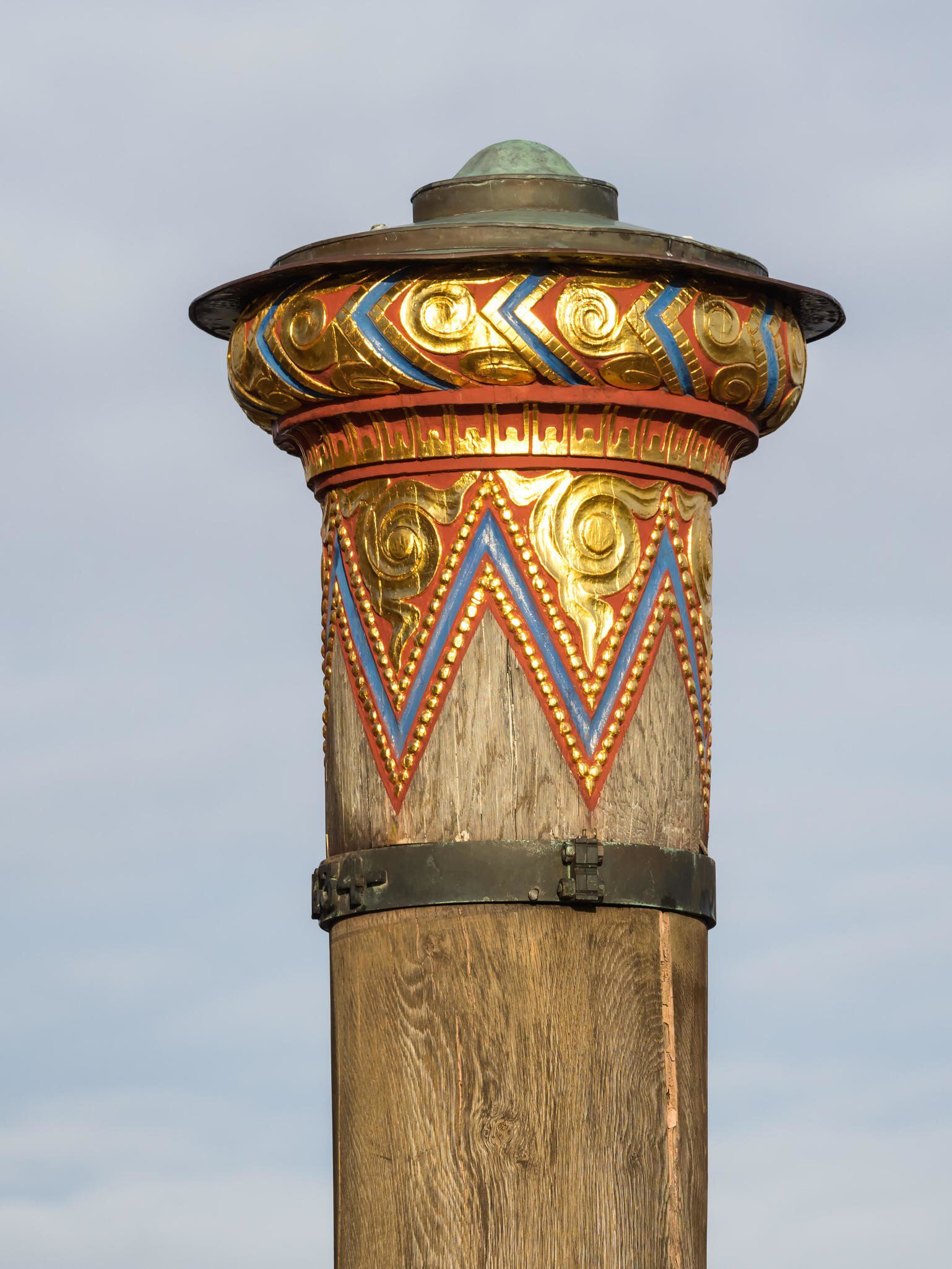 Detail of the top of the flood column (Stormflodssojlen) in the city of Ribe in Denmark.