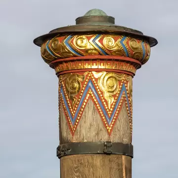Detail of the top of the flood column (Stormflodssojlen) in the city of Ribe in Denmark.