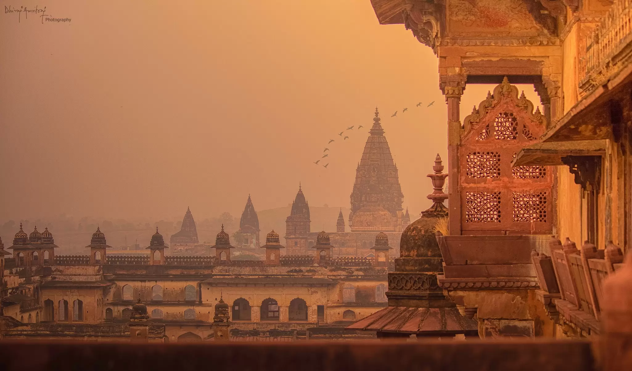 Stone cenotaphs rising above the Betwa River in Madhya Pradesh, India