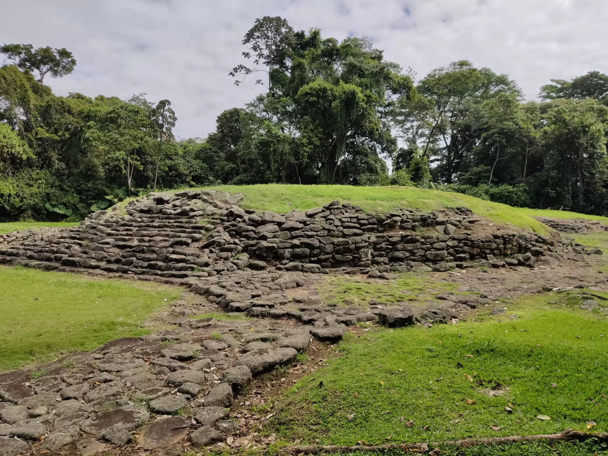 National Monument with stone piles called Guayabo in Costa Rica.