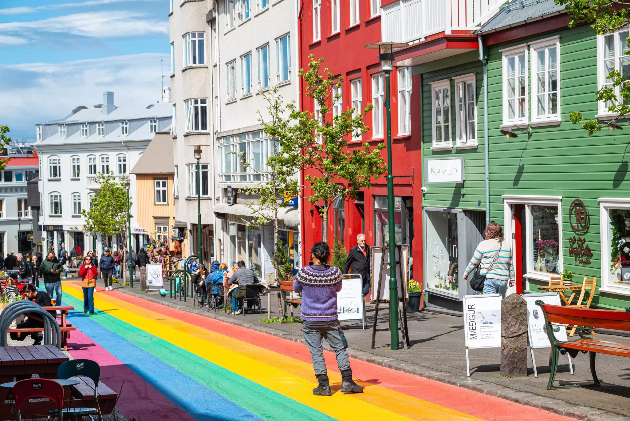 Reykjavik, Iceland - May 25. 2024: Rainbow painted on the street, License Type: media, Download Time: 2025-10-08T14:30:50.000Z, User: Eointloughney87, Editorial: true, purchase_order: 56530 - Guidebooks, job: Global Publishing-WIP, client: Pocket Reykjavik and Southwest Iceland 6, other: Eoin T Loughney