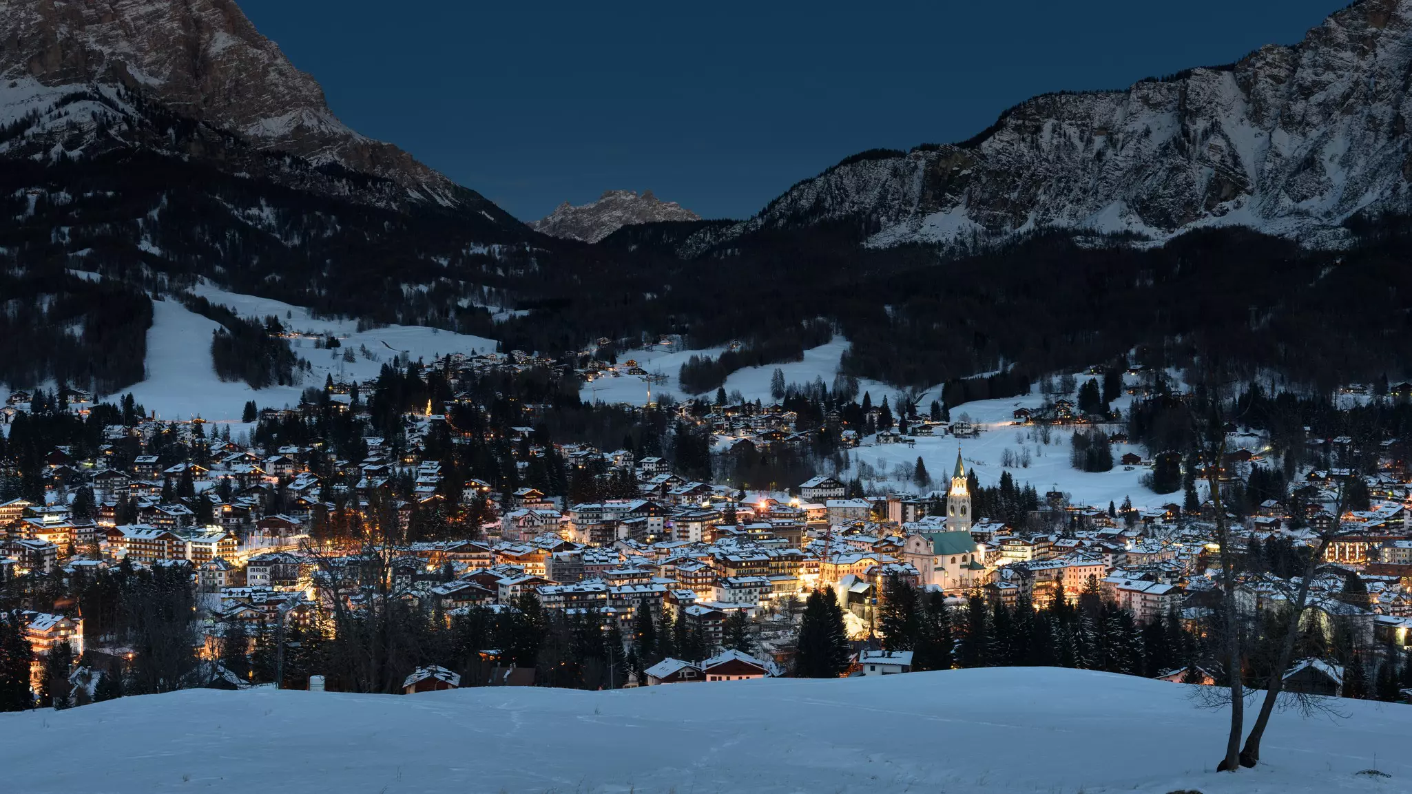 Cortina d'Ampezzo at night