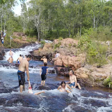 Woman floating at Buley Rockhole