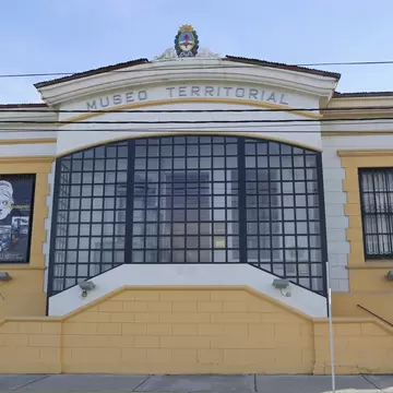 Facade of the :Territorial Museum in Ushuaia, Tierra del Fuego. It also known as The End of the World Museum or Museo del Fin del Mundo.