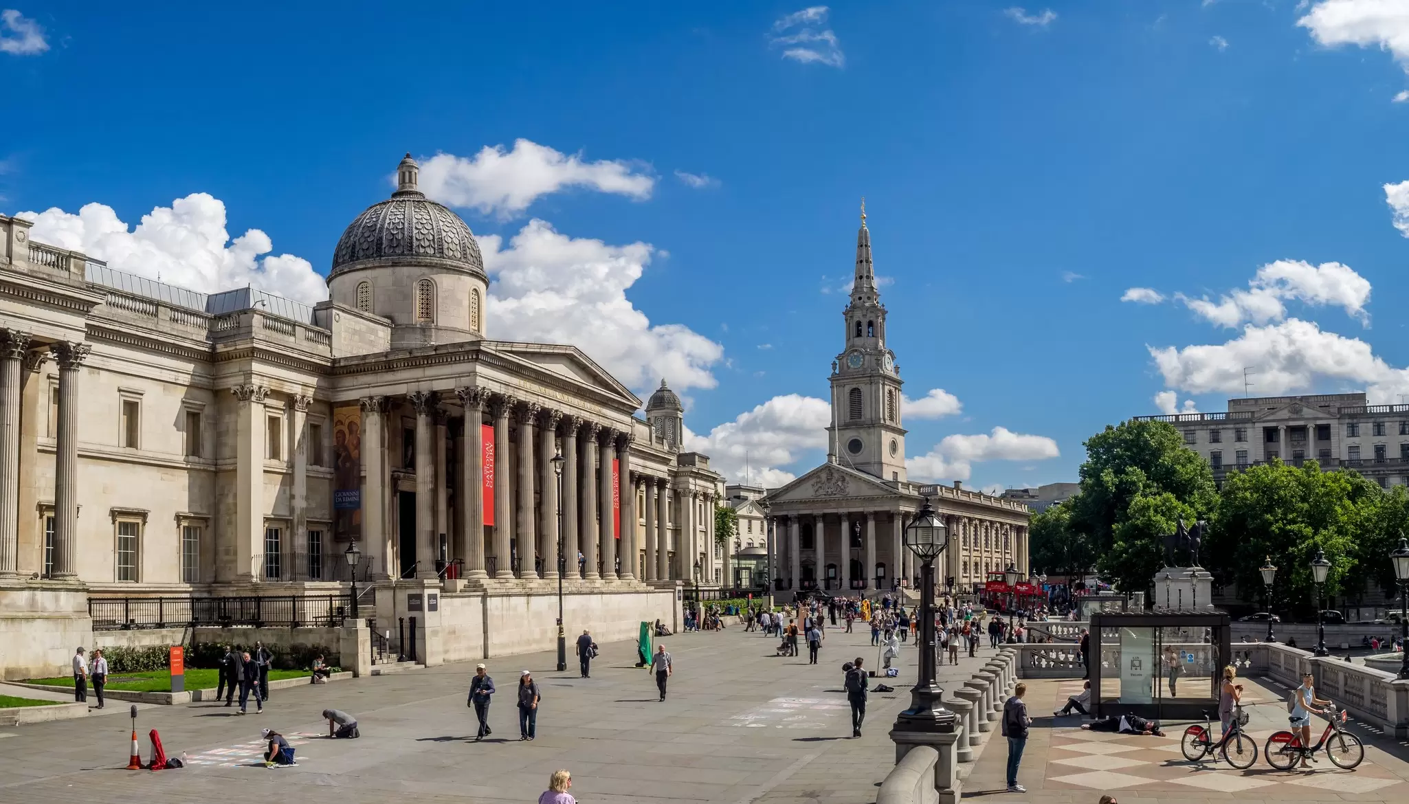 View of St Martin-in-the-Fields Church by Trafalgar Square in London, UK.