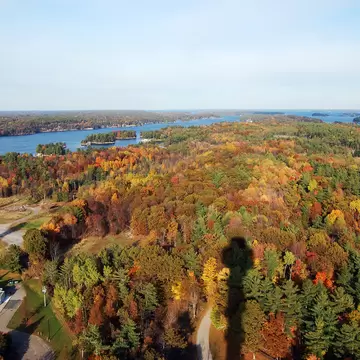 Thousand Islands National Park, as seen from the sky deck on Hill Island during fall.