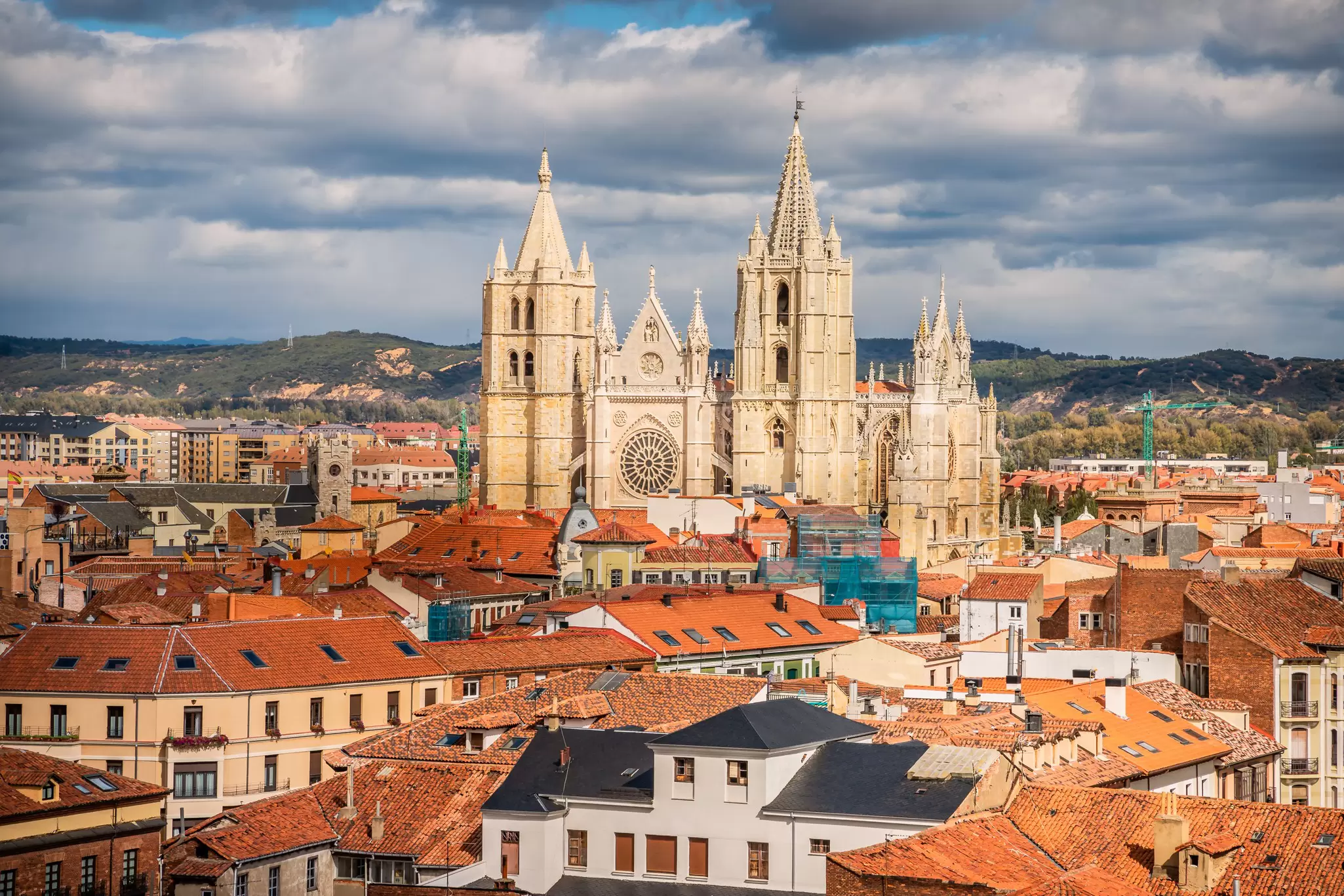A city skyline dominated by a cathedral