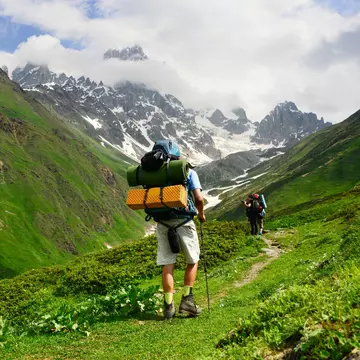 Hiking from Svaneti in summertime. Maya Karkalicheva / Getty Images
