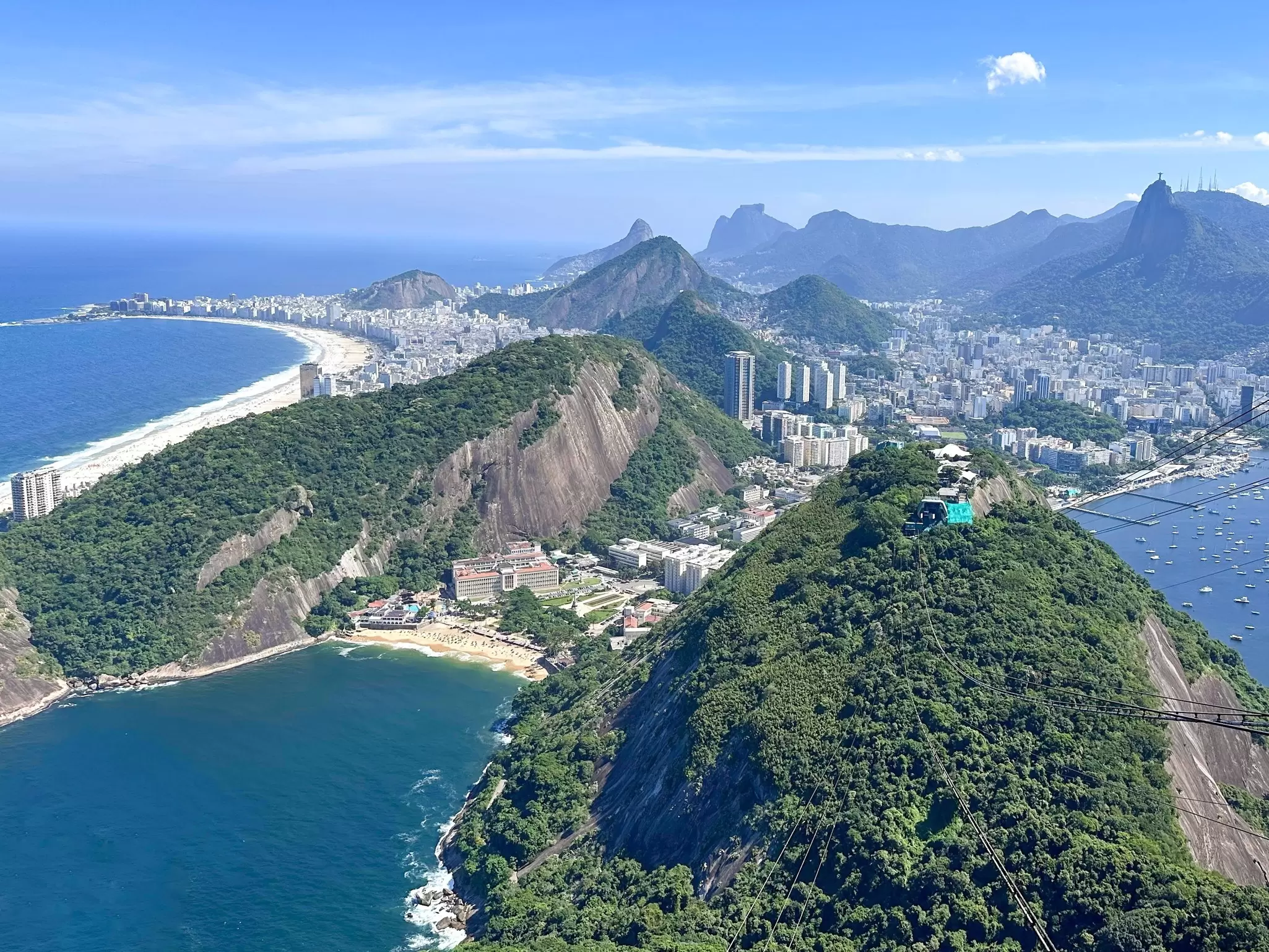 View down from Sugarloaf Mountain of the city of Rio de Janeiro, Brazil.