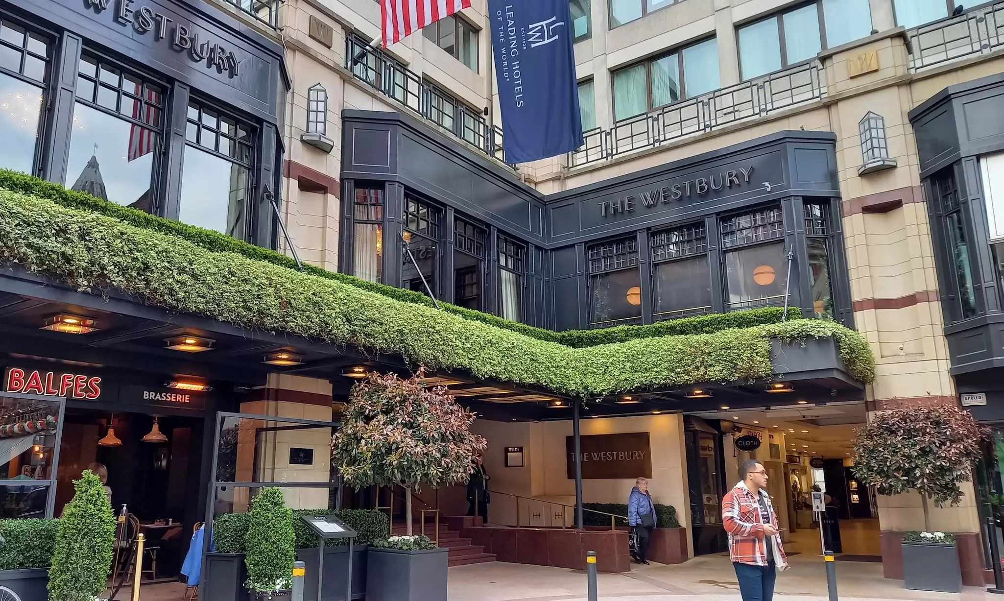 The entrance to Balfe's brasserie, next to the main entrance to The Westbury Hotel in Dublin. 