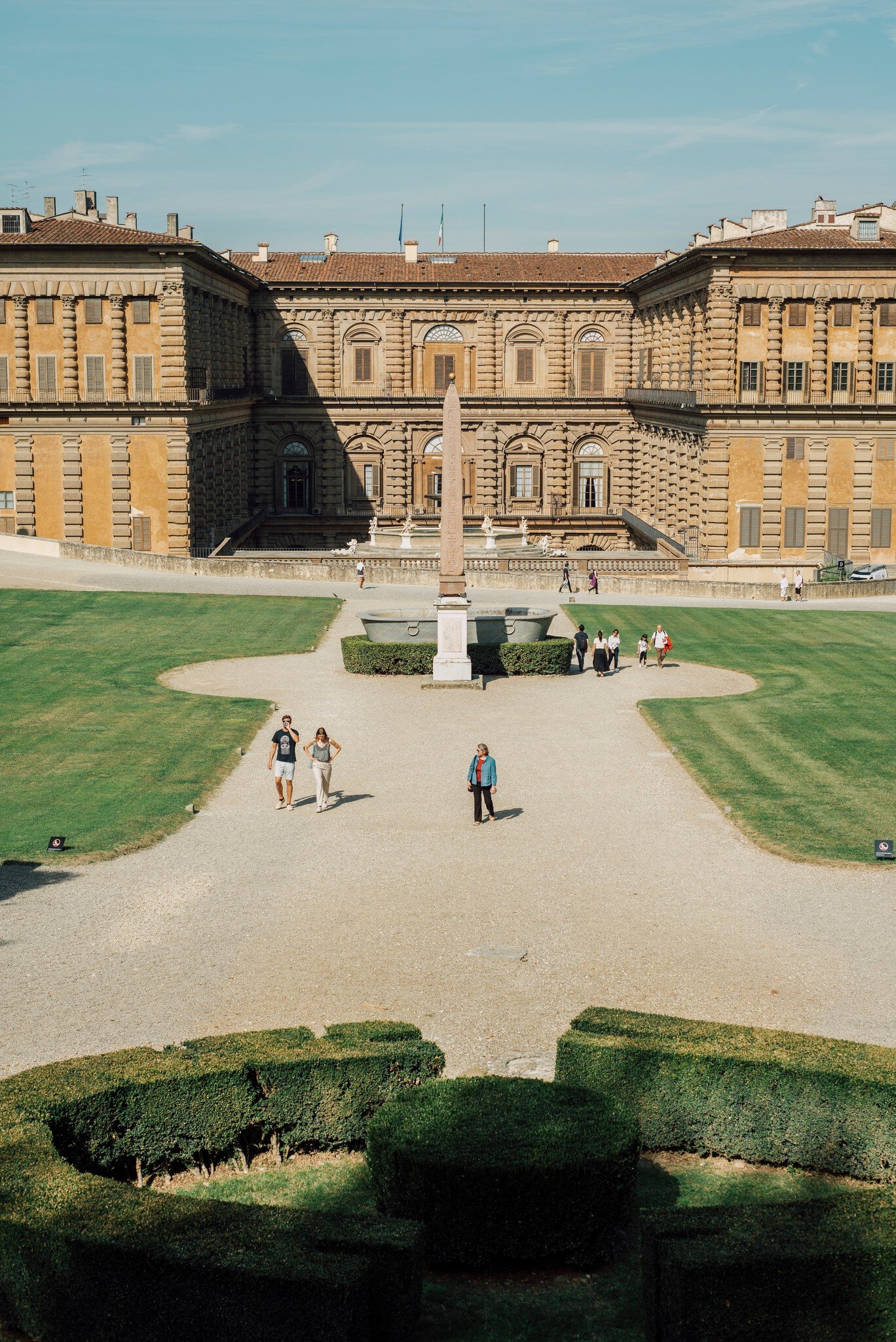 View of the Palazzo Pitti and Boboli Gardens in Florence, Italy.