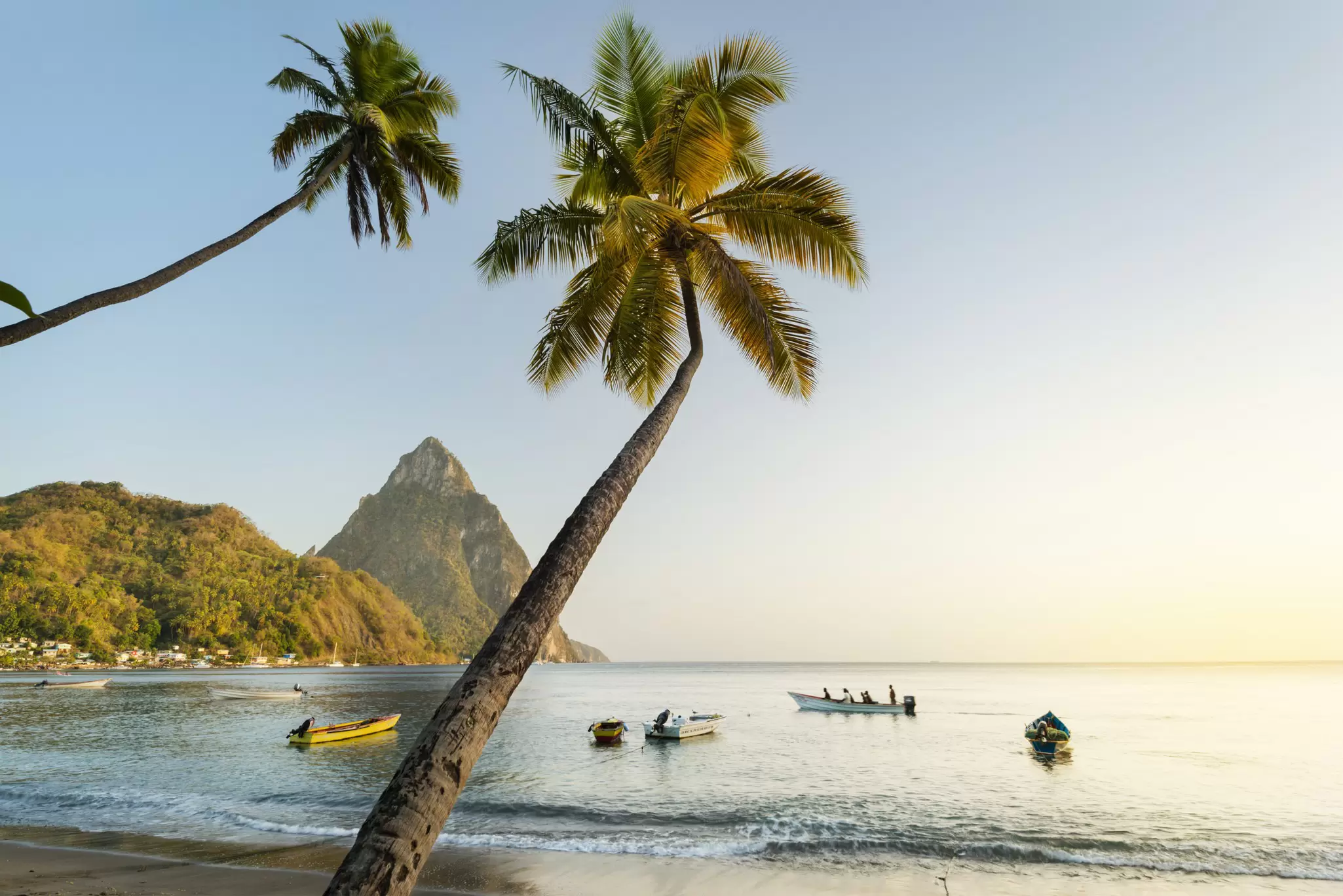A beach in St Lucia with Gros Piton in the distance. Justin Foulkes for Lonely Planet