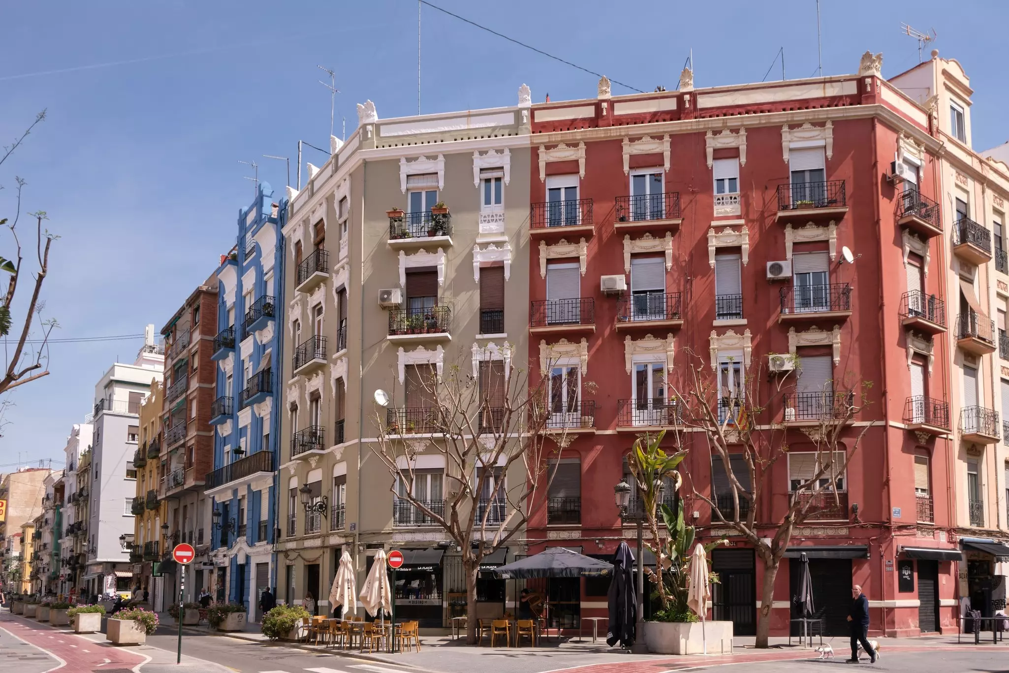 Valencia  Spain - MAY 20: View of apartment buildings on Ruzafa or Russafa ward, Eixample district. It is a very popular ward in Valencia.  License Type: media  Download Time: 2022-11-11T14:58:50.000Z  User: meg3348277  Is Editorial: Yes  purchase_order: